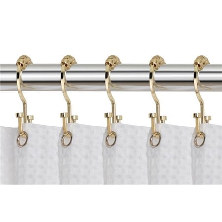 Utopia Alley Utopia Alley HK1GD Deco Flat Double Roller Shower Curtain Hooks; Gold - Set of 12 HK1GD